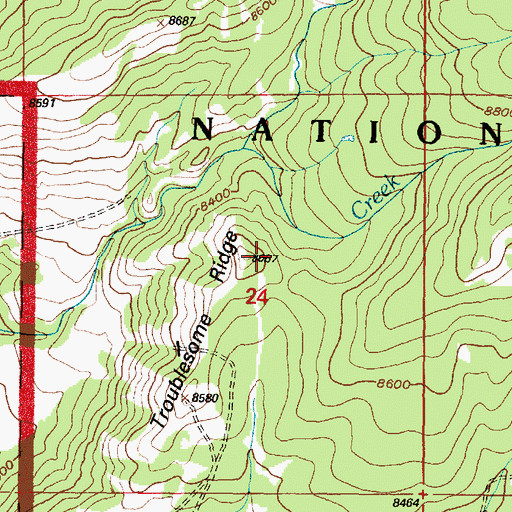 Topographic Map of Troublesome Ridge, WY