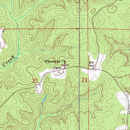 Topographic Map of Pinetucky Church, AL