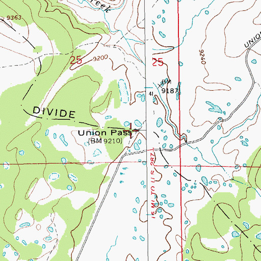 Topographic Map of Union Pass, WY