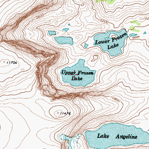 Topographic Map of Upper Frozen Lake, WY