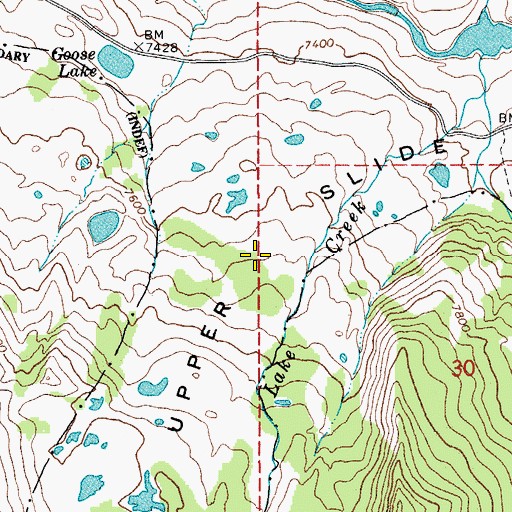 Topographic Map of Upper Slide, WY