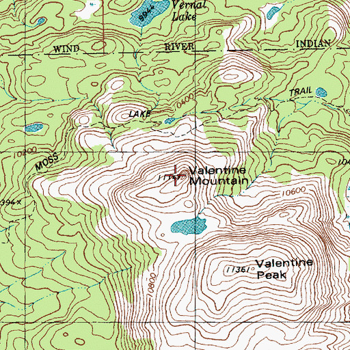 Topographic Map of Valentine Mountain, WY