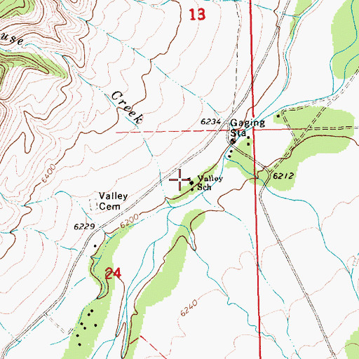 Topographic Map of Valley Elementary School, WY