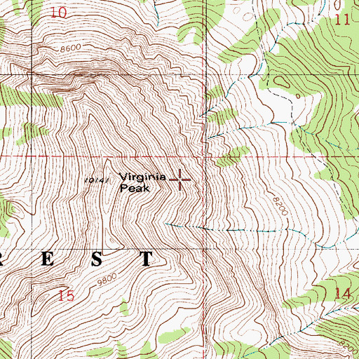 Topographic Map of Virginia Peak, WY
