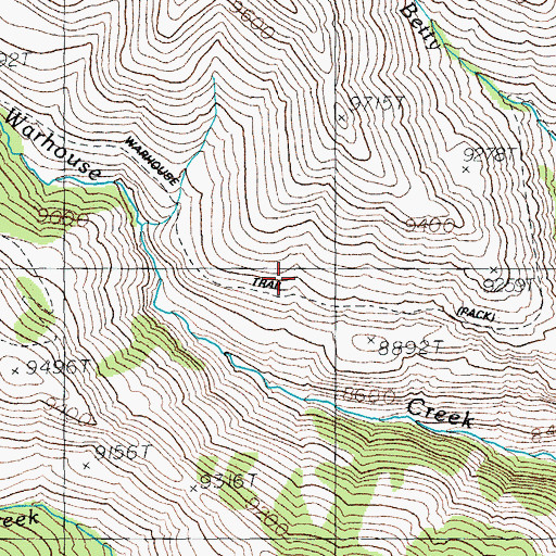 Topographic Map of Warhouse Trail, WY
