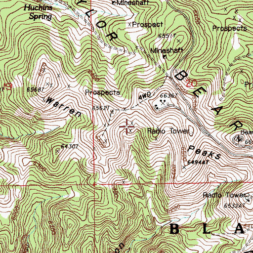 Topographic Map of Warren Peaks, WY
