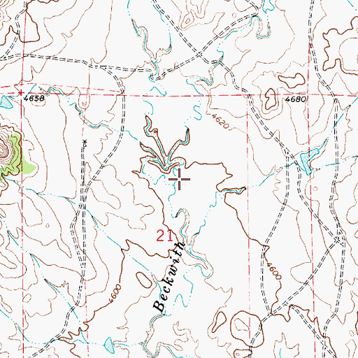 Topographic Map of West Fork Beckwith Creek, WY