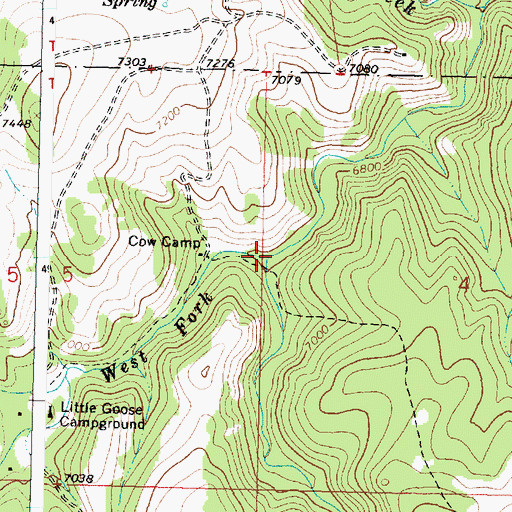 Topographic Map of West Fork Little Goose Creek, WY