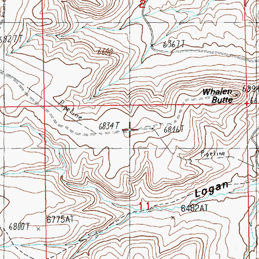 Topographic Map of Whalen Butte, WY