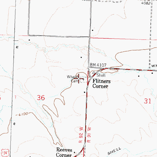 Topographic Map of Whaley Cemetery, WY
