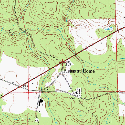 Topographic Map of Pleasant Home, AL