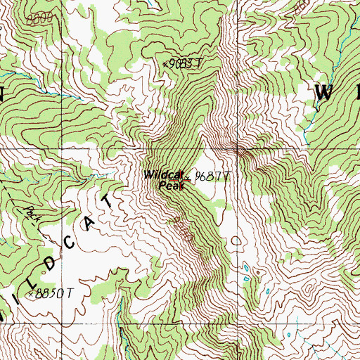 Topographic Map of Wildcat Ridge, WY