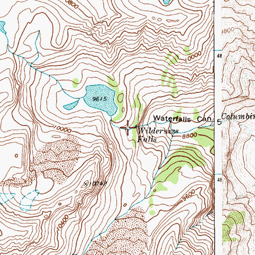 Topographic Map of Wilderness Falls, WY