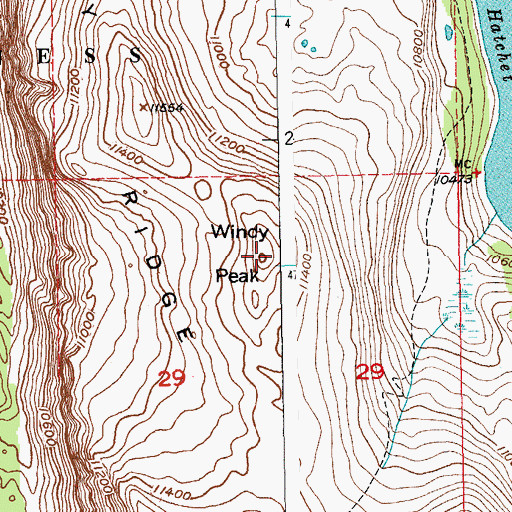 Topographic Map of Windy Peak, WY