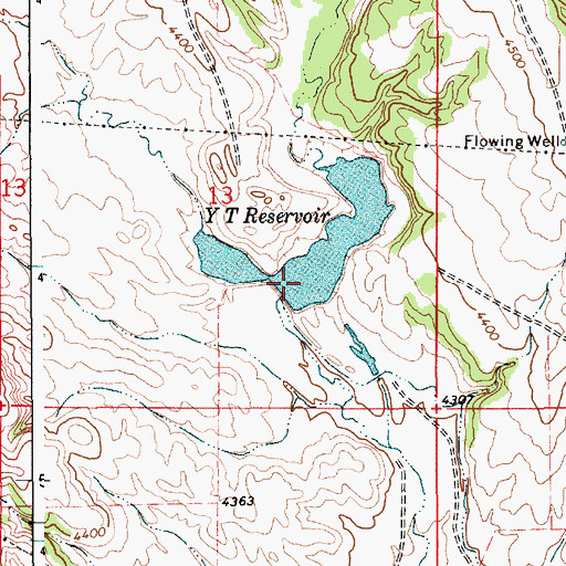 Topographic Map of Y T Reservoir, WY