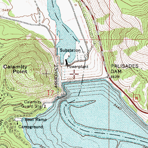 Topographic Map of Palisades Reservoir, WY
