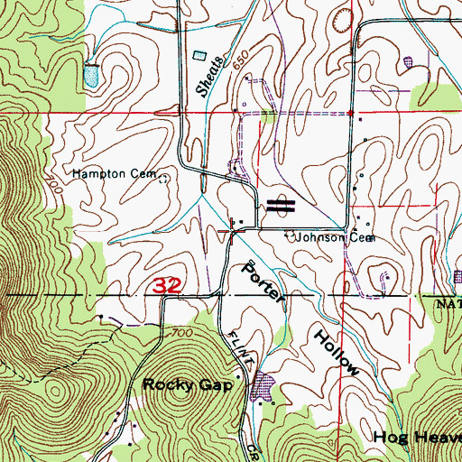 Topographic Map of Porter Hollow, AL
