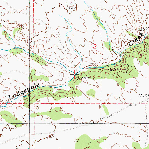 Topographic Map of Middle Branch Middle Lodgepole Creek, WY