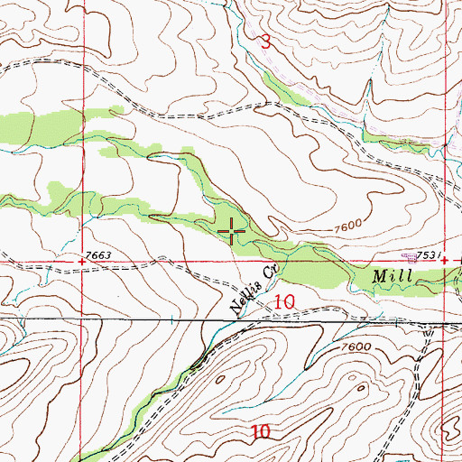 Topographic Map of Middle Fork Mill Creek, WY