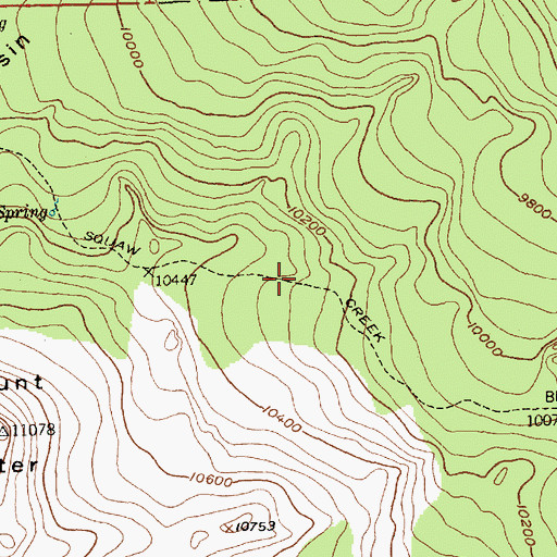 Topographic Map of Squaw Creek Trail, WY