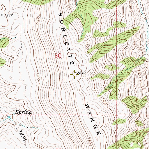 Topographic Map of Sublette Range, WY