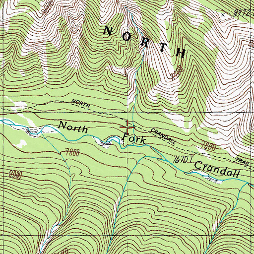Topographic Map of North Crandall Trail, WY