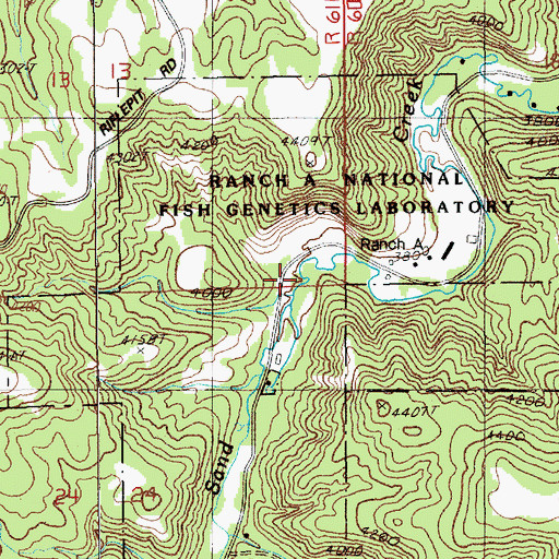 Topographic Map of Ranch A National Fish Genetics Laboratory, WY