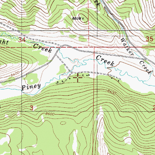 Topographic Map of Middle Piney Summer Home Area, WY