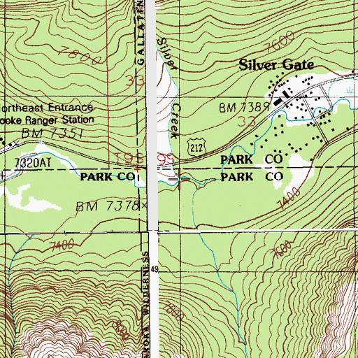 Topographic Map of Silver Creek, WY