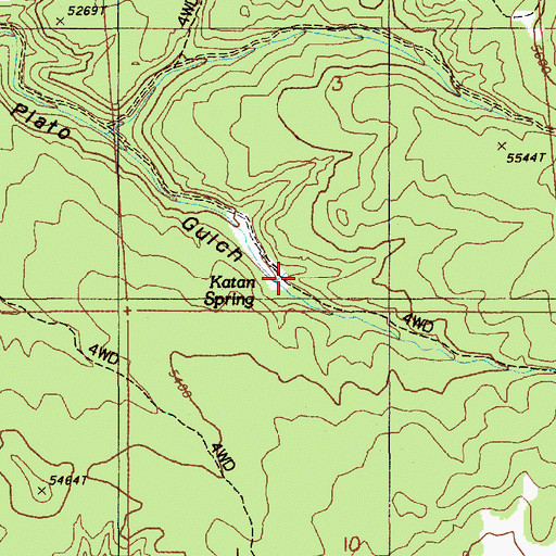 Topographic Map of Katan Spring, WY