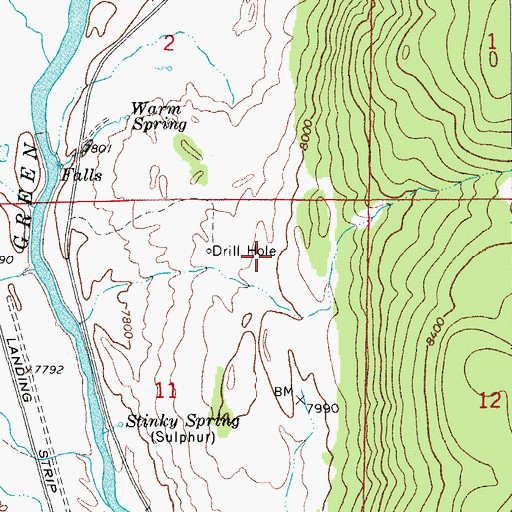 Topographic Map of Warm Springs Trail, WY