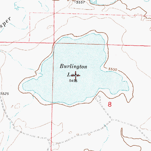 Topographic Map of Burlington Lake, WY