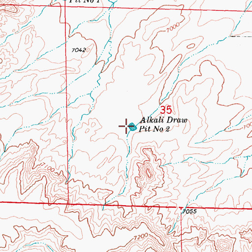 Topographic Map of Alkali Draw Pit Number 2, WY