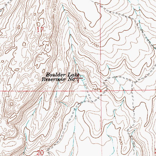 Topographic Map of Boulder Lake Reservoir Number 7, WY