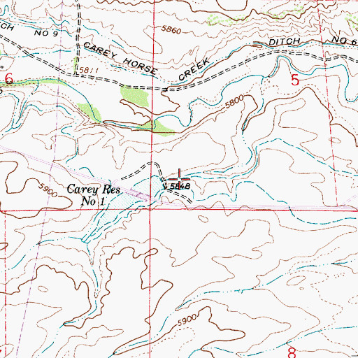 Topographic Map of Carey Reservoir Number 1, WY