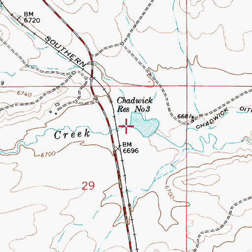Topographic Map of Chadwick Reservoir Number 3, WY