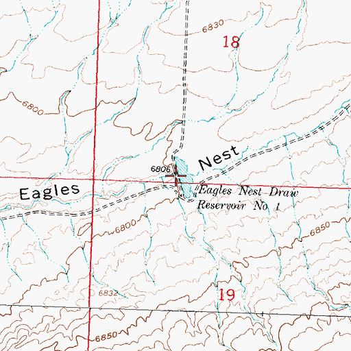 Topographic Map of Eagles Nest Draw Reservoir Number One, WY