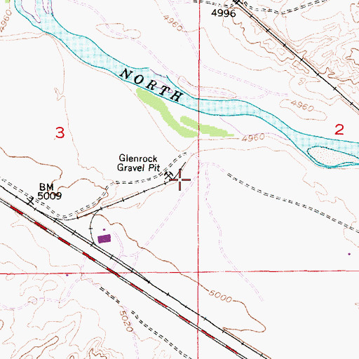 Topographic Map of Glenrock Gravel Pit, WY
