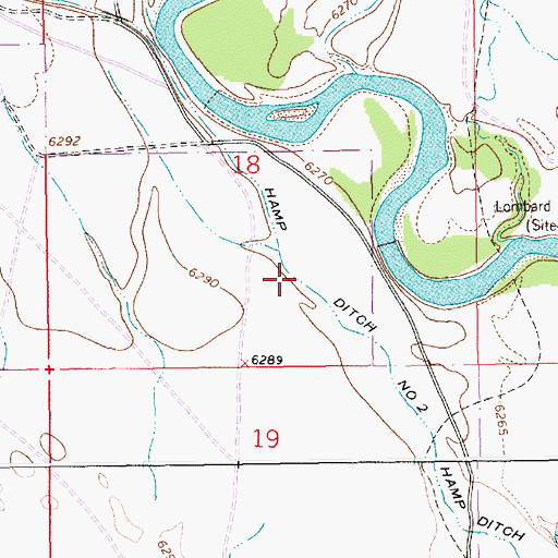 Topographic Map of Hamp Ditch Number 2, WY