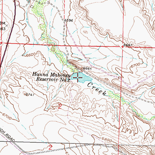 Topographic Map of Hanna Mahoney Reservoir Number Two, WY