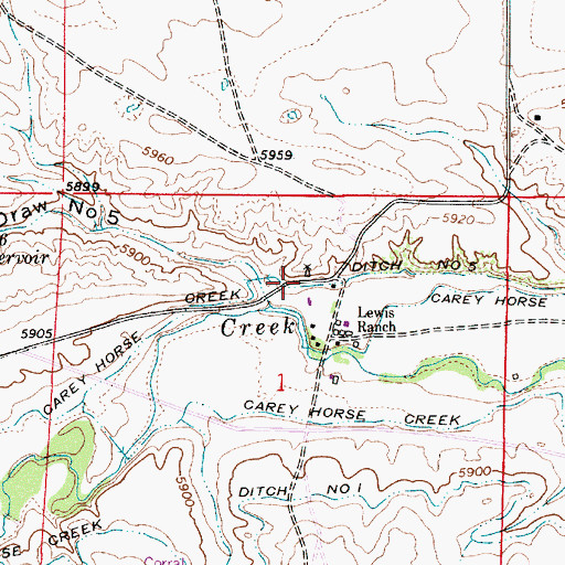 Topographic Map of Lewis Draw Number 5, WY