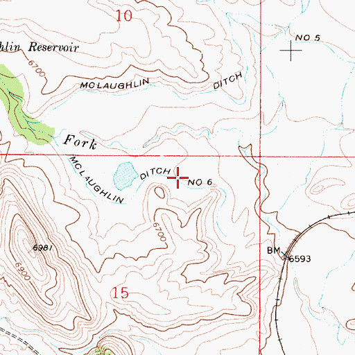 Topographic Map of McLaughlin Ditch Number 6, WY
