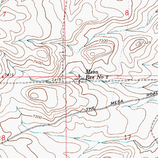 Topographic Map of Mesa Reservoir Number 2, WY