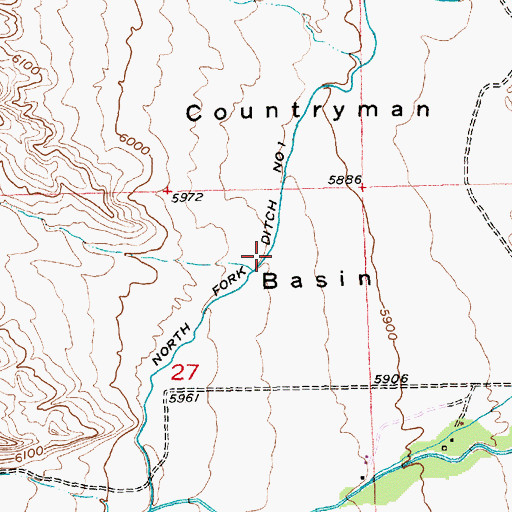 Topographic Map of North Fork Ditch Number 1, WY
