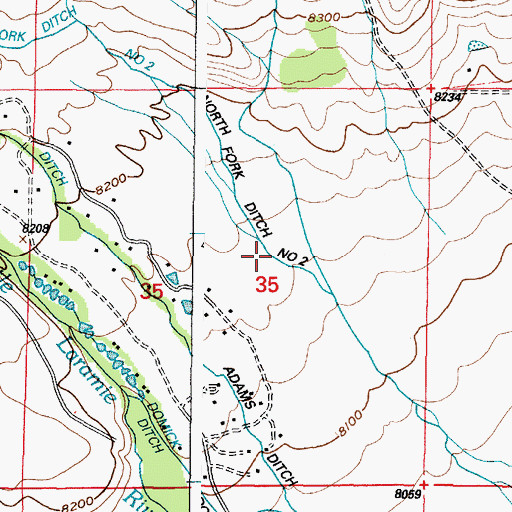 Topographic Map of North Fork Ditch Number 2, WY