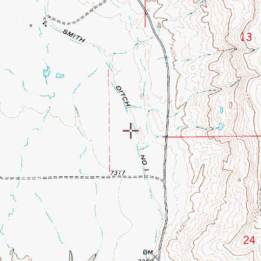 Topographic Map of Smith Ditch Number 1, WY
