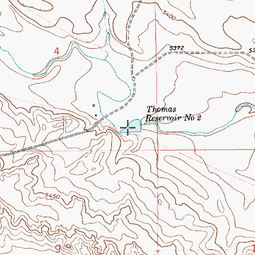 Topographic Map of Thomas Reservoir Number 2, WY