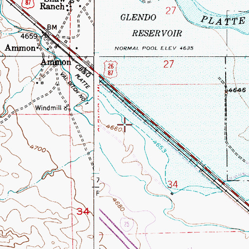 Topographic Map of Platte Valley Ditch Number 1, WY