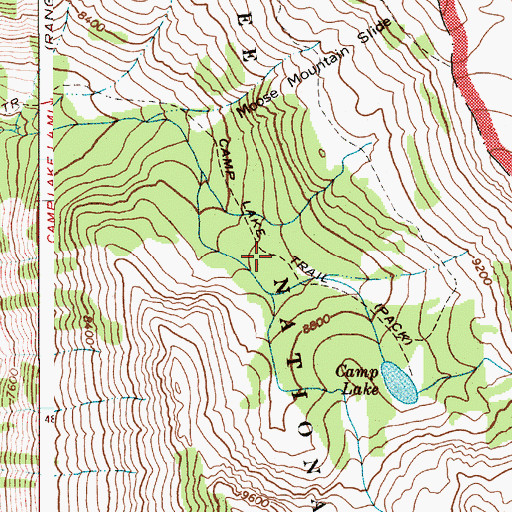 Topographic Map of Camp Lake Trail, WY