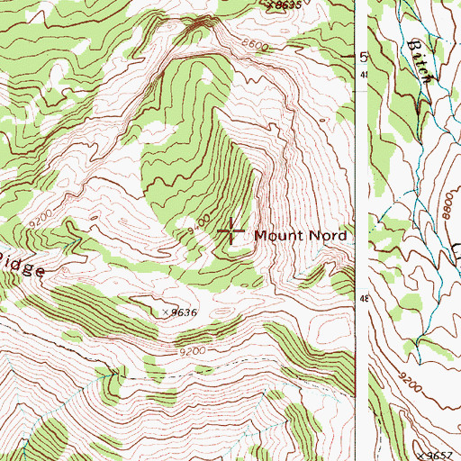 Topographic Map of Mount Nord, WY